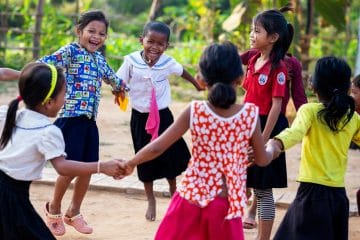 Children at helping hands about child protection programme helping teach vulnerable children how to keep themselves safe"