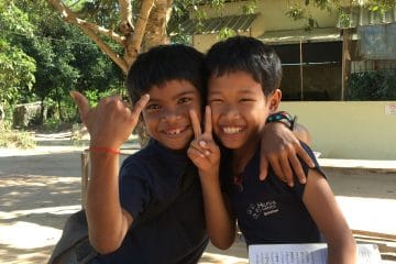 Helping Hands students about the child protection project"