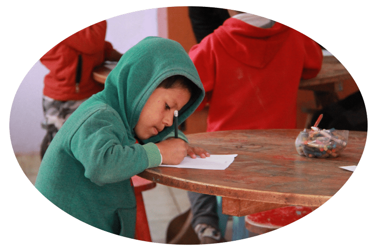 student at kids after-school education project just outside Cusco Peru