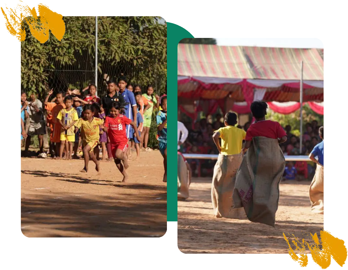 Running race and sack race at the Globalteer Games sports festival in Siem Reap Running race and sack race at the Globalteer Games sports festival in Siem Reap