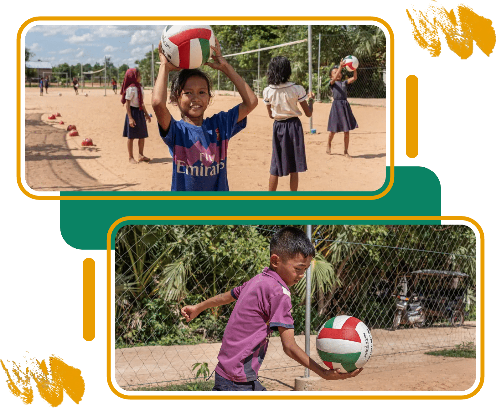 Children playing volleyball at a sports session in Siem Reap Children playing volleyball at a sports session in Siem Reap