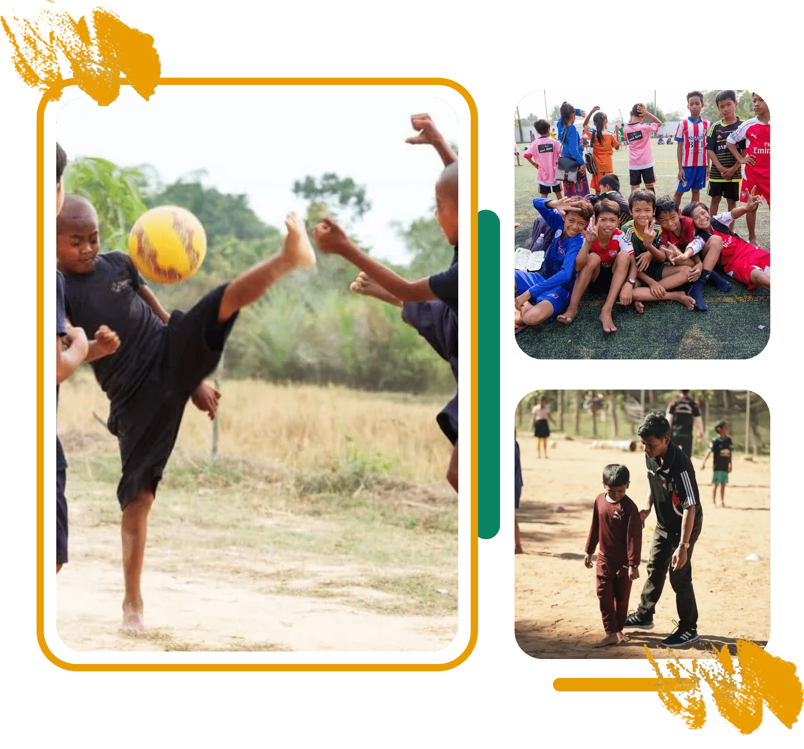 Help Create More Champions Children playing football with a Globalteer coach in rural Siem Reap, Cambodia