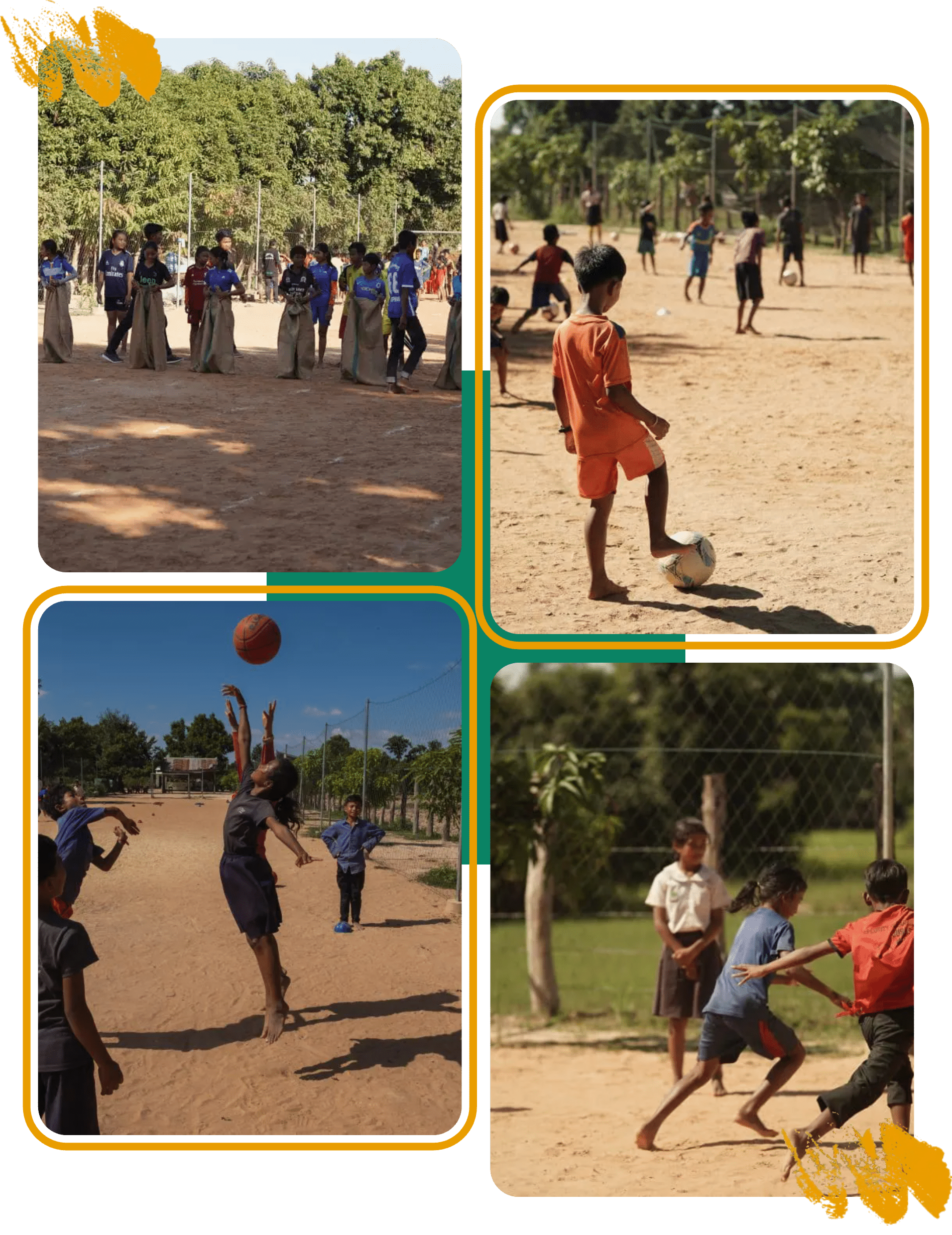 Children playing football, volleyball and team games at Globalteer sports outreach sessions in Siem Reap villages Children playing football, volleyball and team games at Globalteer sports outreach sessions in Siem Reap villages