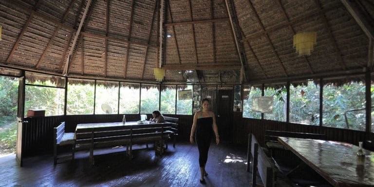 Dining area at the Peru Amazon Wildlife Project The dining area where volunteers share meals at the wildlife sanctuary