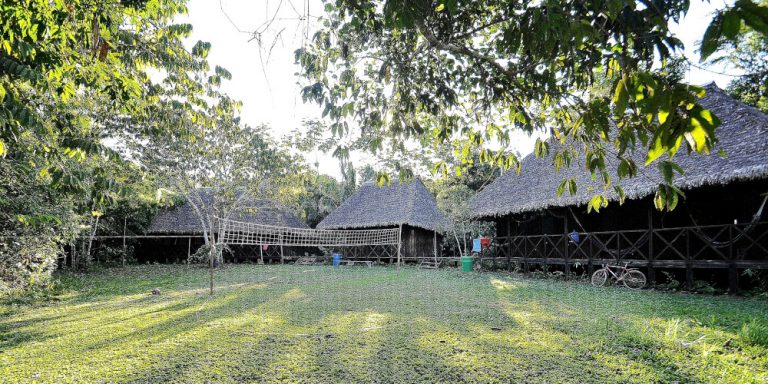 Location of the Peru Amazon Wildlife Sanctuary Volunteer accommodation in a clearing in the rainforest at the wildlife sanctuary