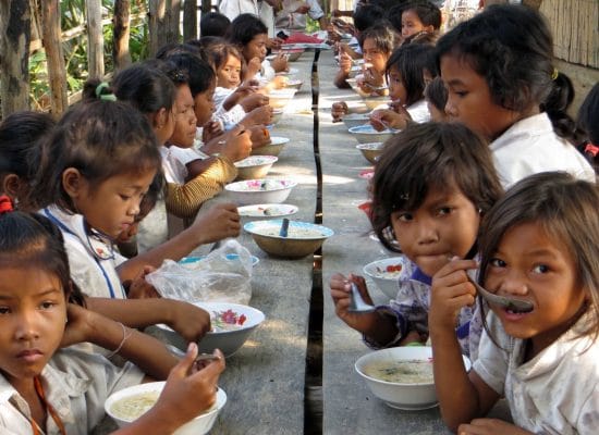 Helping Hands Students Eating Breakfast"