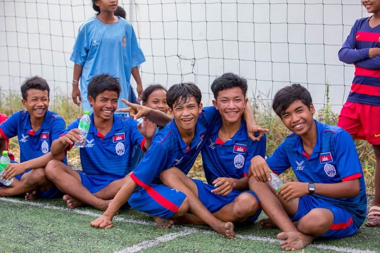 Young footballers from the Globalteer Sports Project in Cambodia