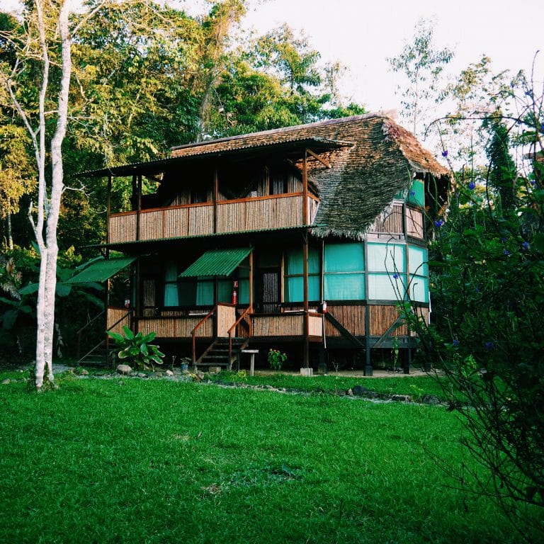 The volunteer lodge at the research centre in the Manu rainforest