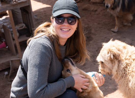 Long-term volunteer building a lasting bond with a rescued dog in Peru"