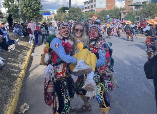 Interns at a parade in Cusco "