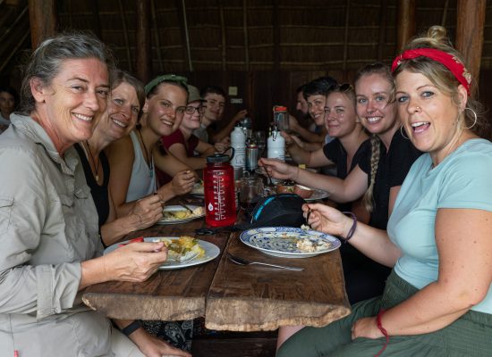 Volunteers dining at the Elephant Sanctuary"