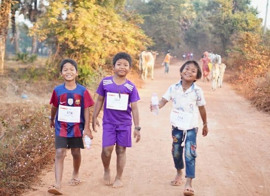 Young runners taking over the road."
