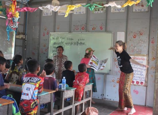 Mother and daughter teaching together"