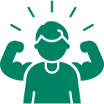 Icon of a person flexing their arms