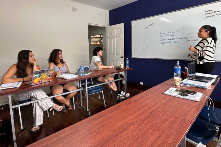 Volunteers in a Spanish class